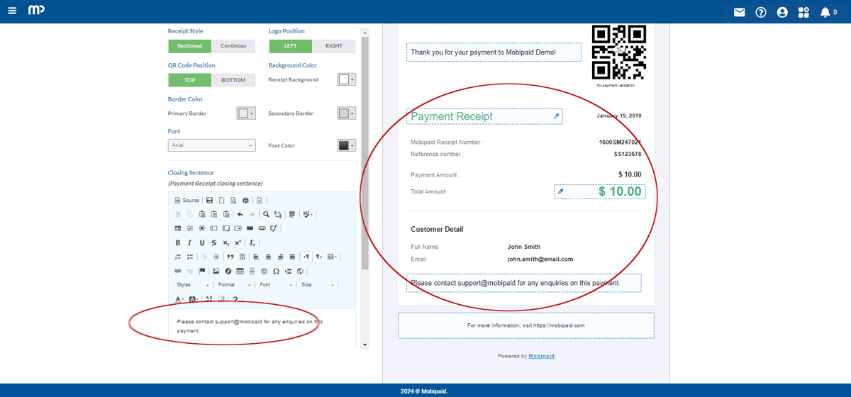 Next Receipt Create Customer Receipt Templates | Mobipaid